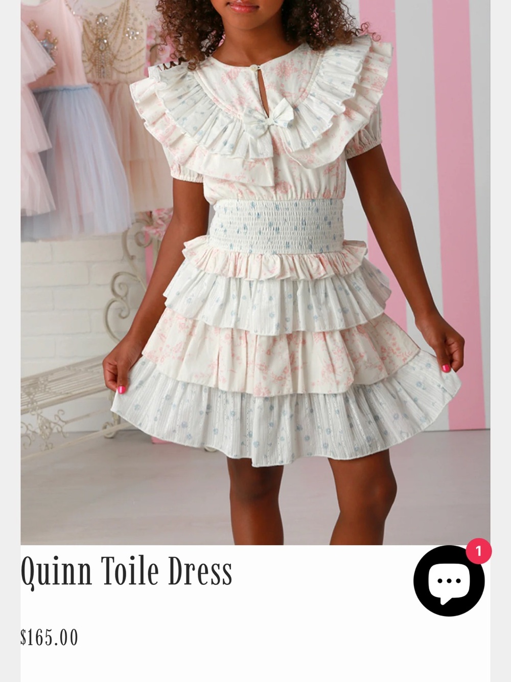 Girl's Ruffled Tiered Dress in Pale Pink & Light Blue